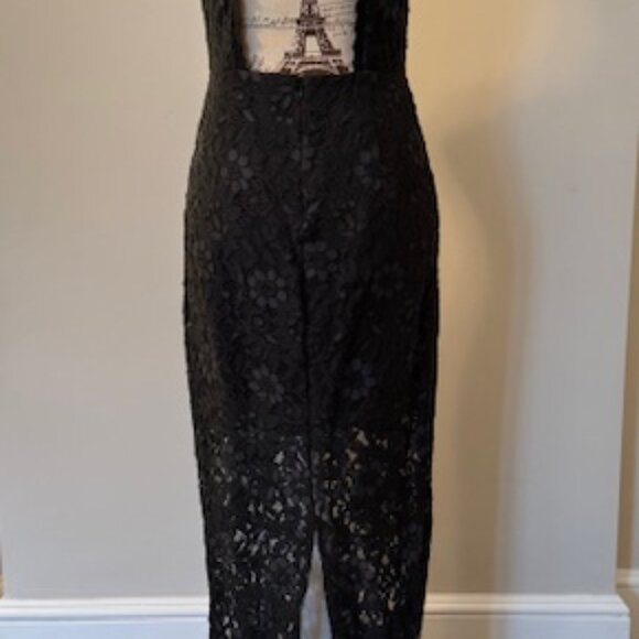 Like New ABS Allen Schwartz Halter Mock Neck Lace Gown - Deep GREEN - 6 - Picture 3 of 13